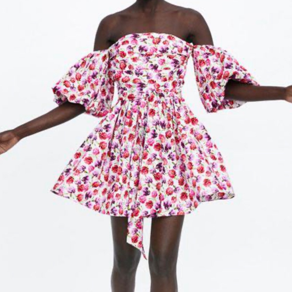 Zara Floral off the shoulder dress